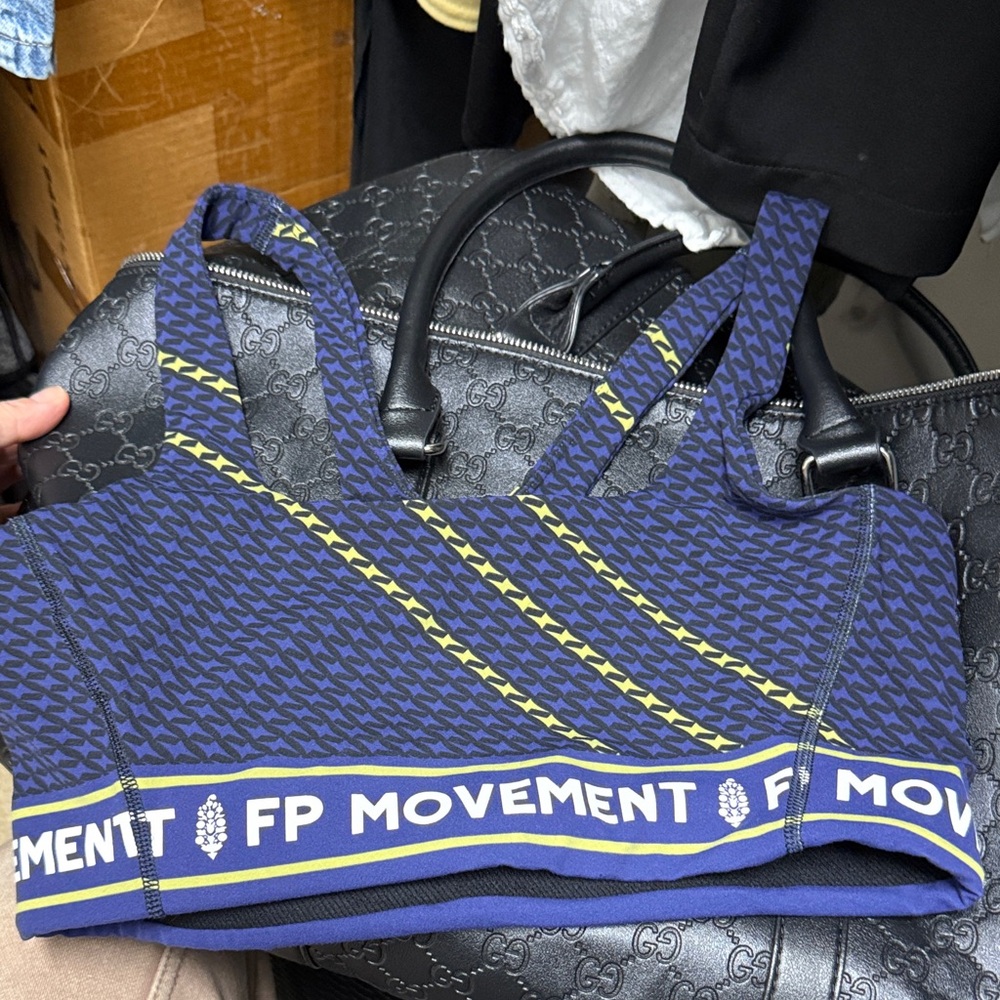 FP Movement by Free People Navy and Yellow Tank Top